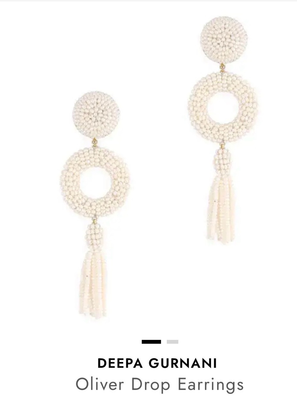 Deepa Gurnani Cream Beaded Drop Earrings